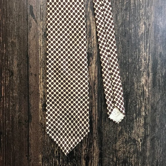 CHRISTIAN DIOR Floral Print Neck Tie Cravat 100% Silk Polka Dot Red Ivory $235 - Picture 6 of 6